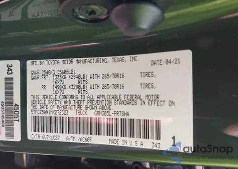 2021 Toyota Tacoma Trd Off-Road z USA, uszkodzony, nr VIN 5TFCZ5AN1MX272323